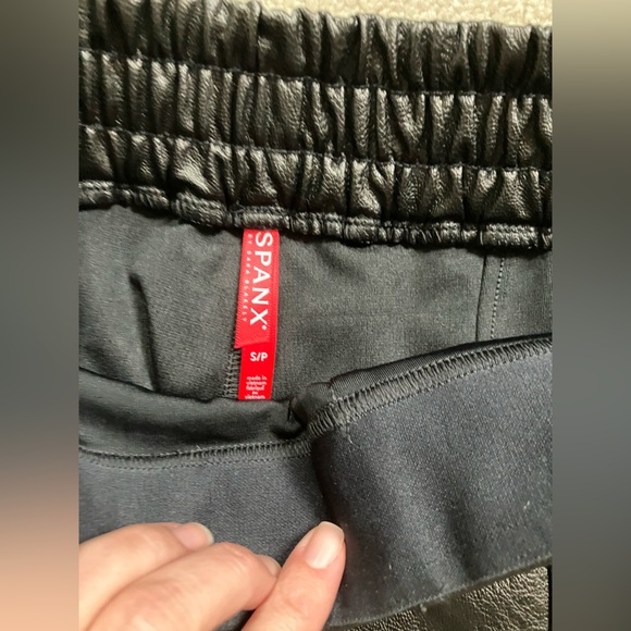 SPANX Black Joggers Leather Like Leggings - size small - Picture 4 of 5